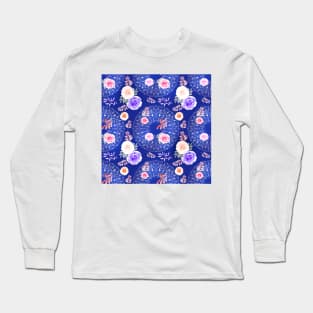 Winter Mandalas and Roses Icy Chilly Blue Long Sleeve T-Shirt